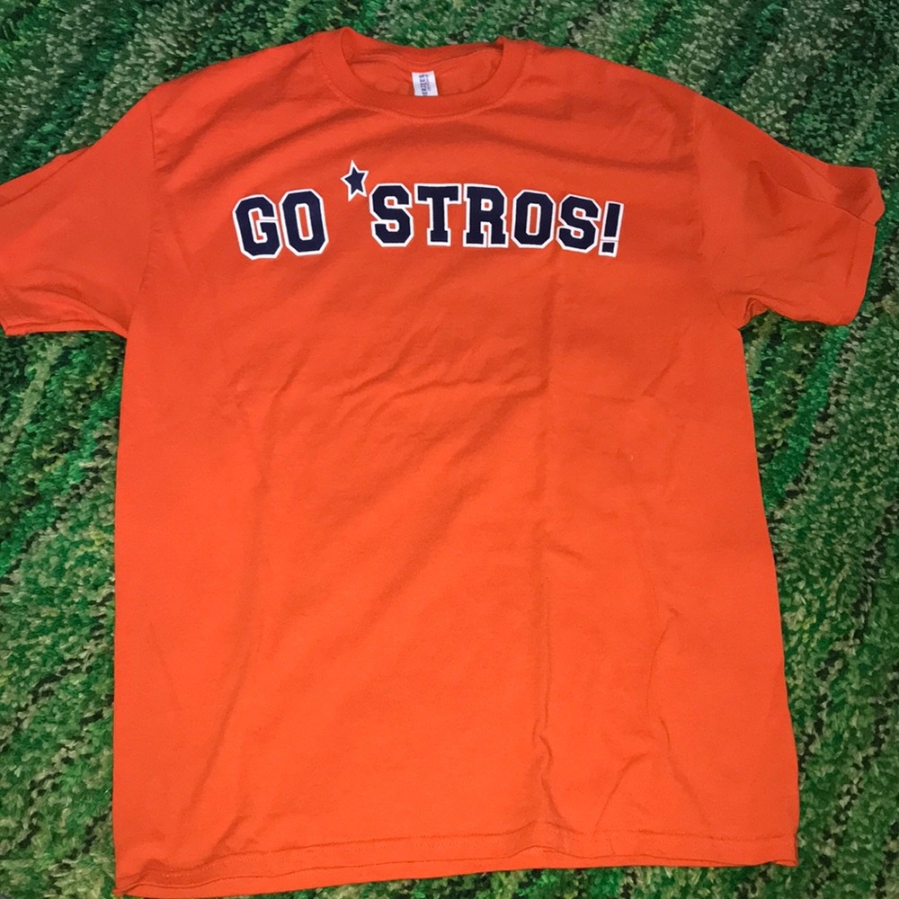 Houston Astro’s GO STROS! Orange Men's Crew Neck T-Shirt